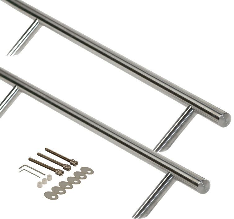 Ручка для алюминиевых двер со смещ, комплект с креплением, l=1800, м/о=800/800, d=32 купить в розницу.