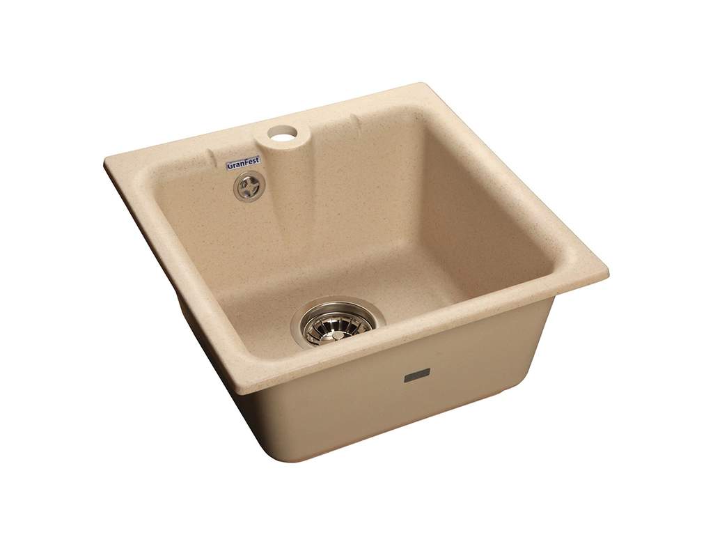 Мойка врезная PRACTIC 42х42см, цвет бежевый, мрамор (+сифон)