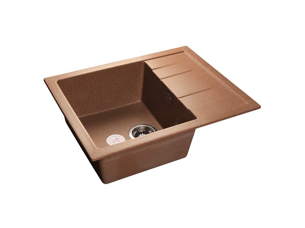 Мойка врезная QUADRO 65х49.5см, цвет терракот, мрамор (+сифон)