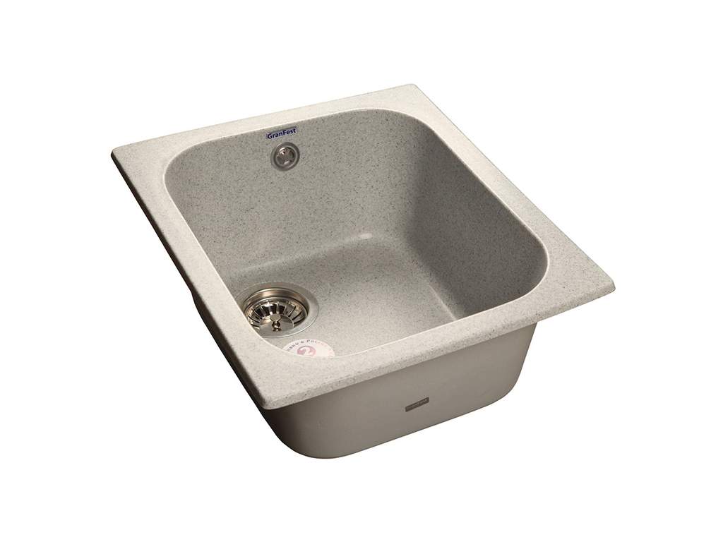 Мойка врезная GF-S 43,0х50,0 мм, цвет серый, мрамор (+сифон)