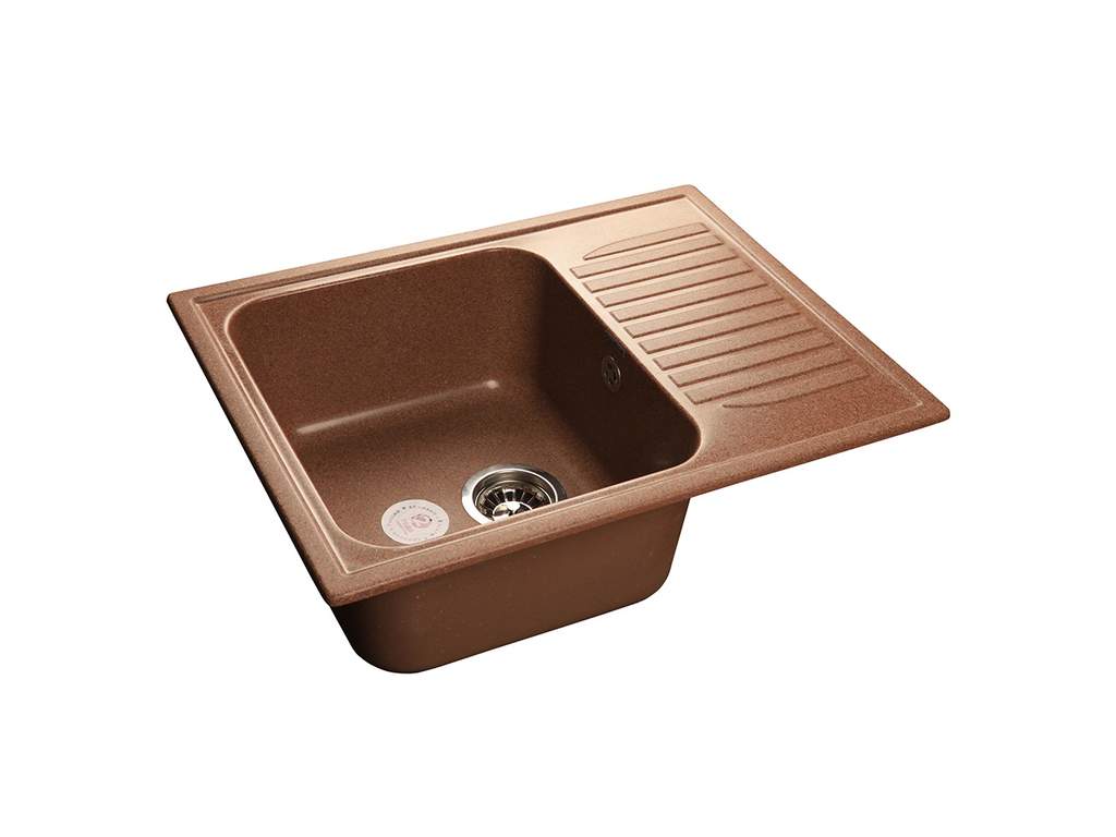 Мойка врезная с крылом GF-S 64.1х49.6 см, цвет терракот, мрамор (+сифон)