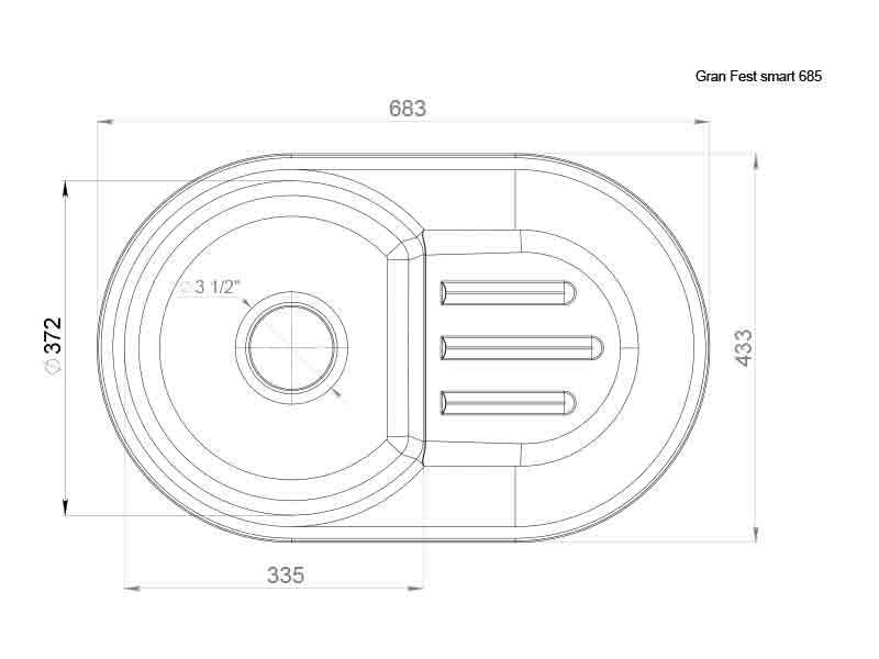 Мойка врезная с крылом SMART 683*433мм, цвет белый, мрамор (attach1 39405)