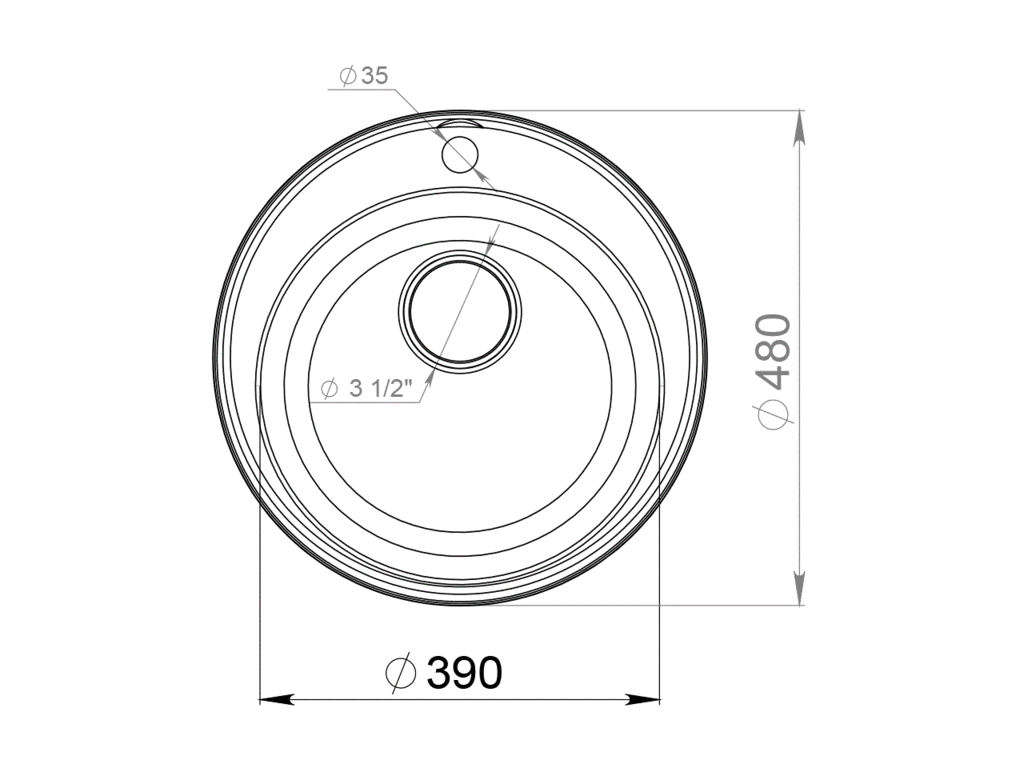 Мойка врезная GF-QUARZ (Z08) D=480 мм, цвет черный, кварц (attach1 39381)