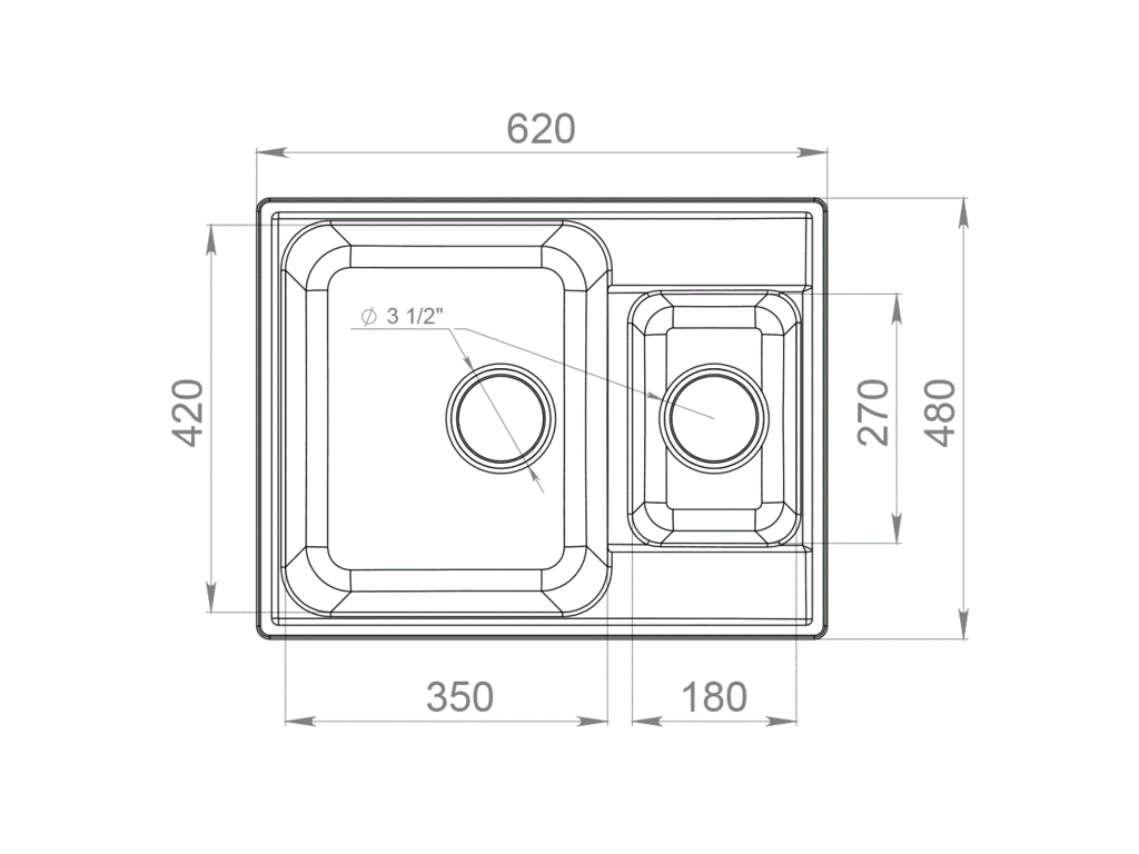 Мойка врезная GF-QUARZ (Z09) 62х48см, цвет черный, кварц (attach1 39357)