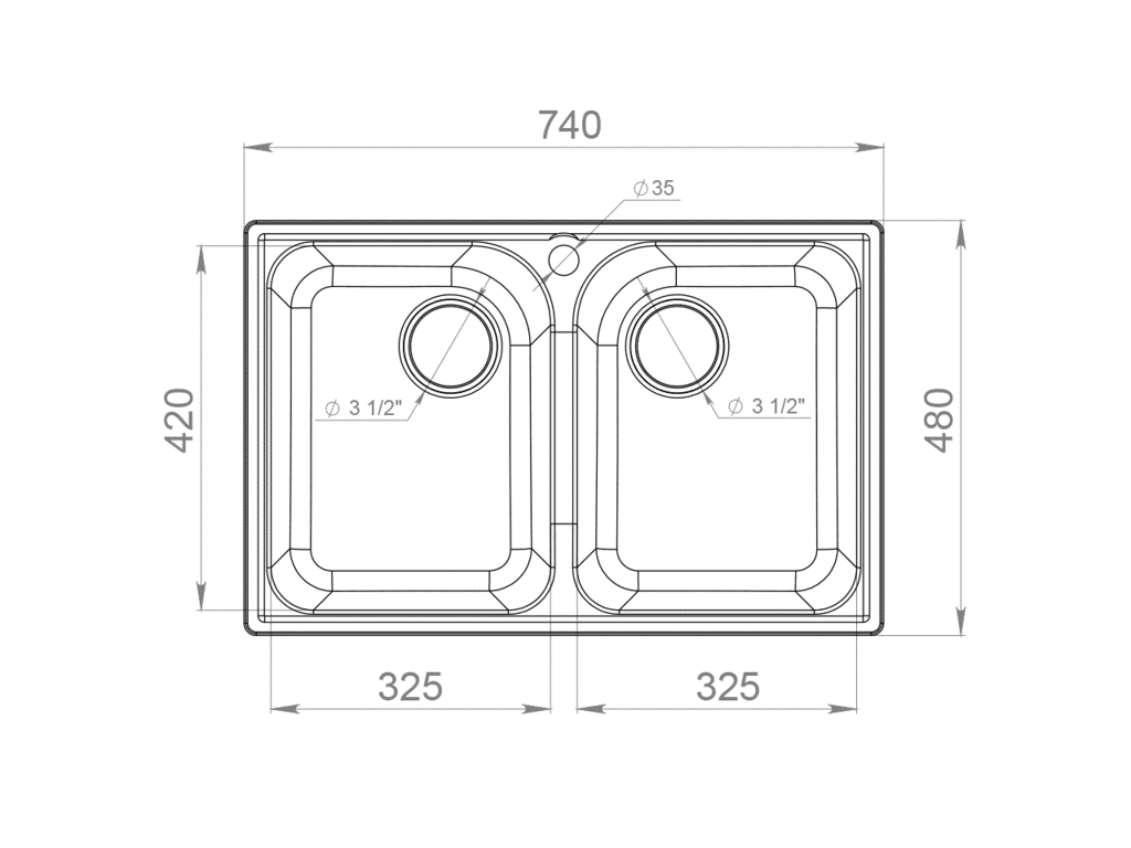 Мойка врезная GF-QUARZ (Z15) 74х48см, цвет белый, кварц (attach1 39298)