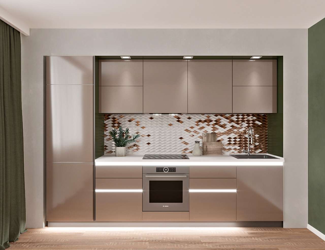 кухня 3 метра прямая дизайн без холодильника