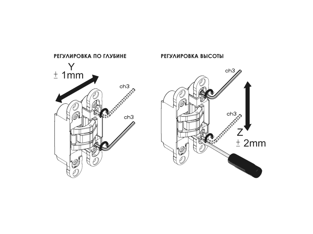 Петля скрытая OTLAV, 3D, универсальная, 120x23 мм, 60 кг, корпус без покрытия, шарнирная часть цвет черный матовый (attach7 51557)