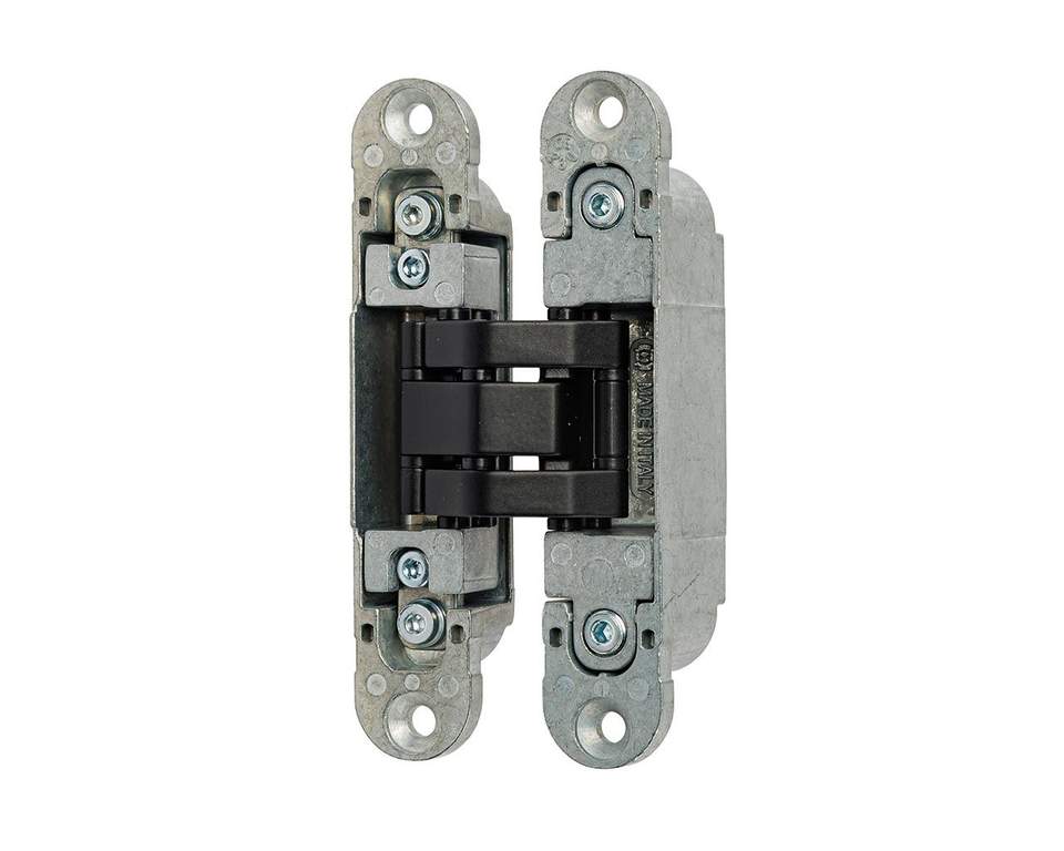 Петля скрытая OTLAV, 3D, универсальная, 120x23 мм, 60 кг, корпус без покрытия, шарнирная часть цвет черный матовый (attach3 51557)