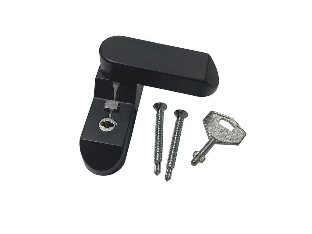 Блокиратор открывания окна INTERNIKA флажковый с ключом черный RAL 9005 (attach4 50055)