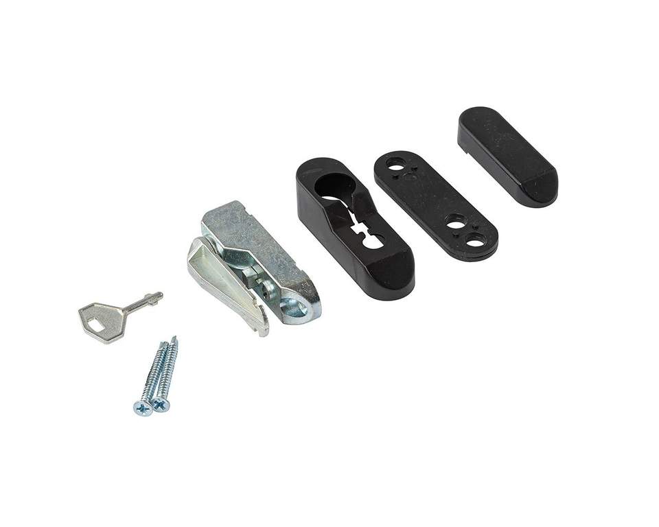 Блокиратор открывания окна INTERNIKA флажковый с ключом черный RAL 9005 (attach1 50055)