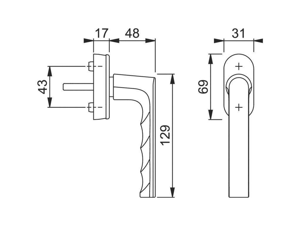 Ручка оконная HOPPE Hamburg SecuForte, штифт vario fit 32-42 мм, белая, 2 винта (attach1 49801)