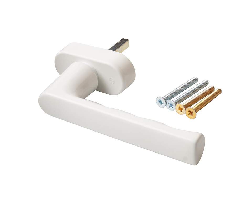 Ручка оконная HOPPE Hamburg SecuForte, штифт vario fit 32-42 мм, белая, 2 винта (attach2 49801)