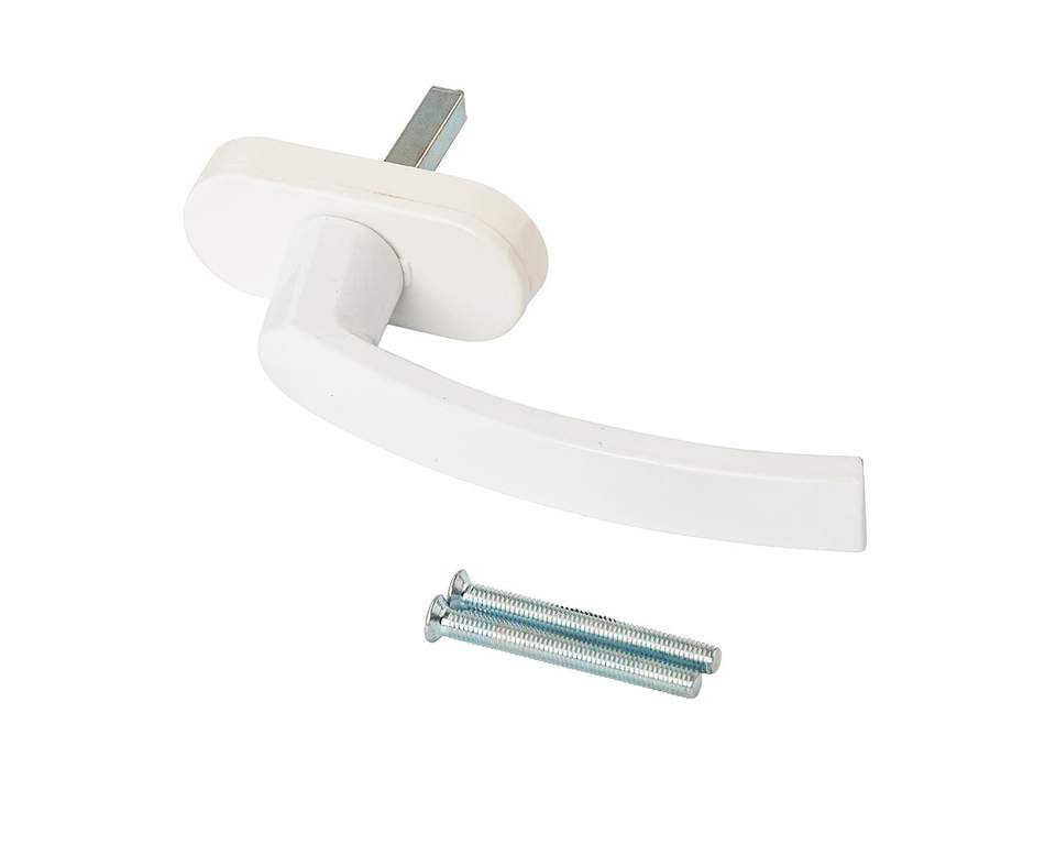 Ручка оконная алюминиевая DELTA штифт 37 мм, 2 винта, RAL9016 (attach3 48119)