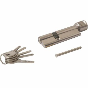 Цилиндр профильный ELEMENTIS 35(ключ)/55(ручка), 5 ключей, никелированный