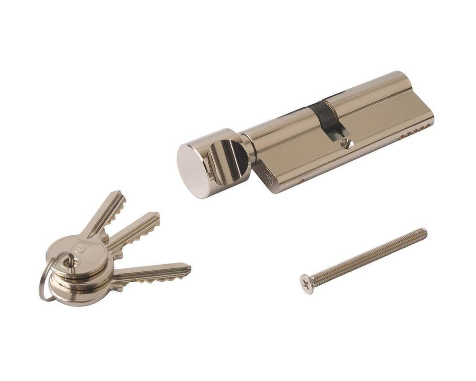 Цилиндр профильный ELEMENTIS с ручкой 40(ручка)/50(ключ), никелированный (attach1 47391)