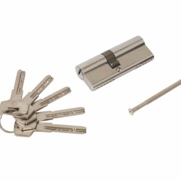 Цилиндр профильный ELEMENTIS 35(ключ)/45(ключ) ЦАМ, 5 перфорированных ключей, никелированный