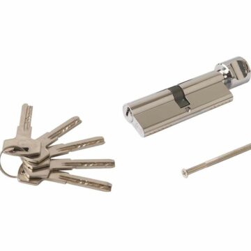 Цилиндр профильный ELEMENTIS 45(ключ)/45(ручка) ЦАМ, 5 перфорированных ключей, никелированный