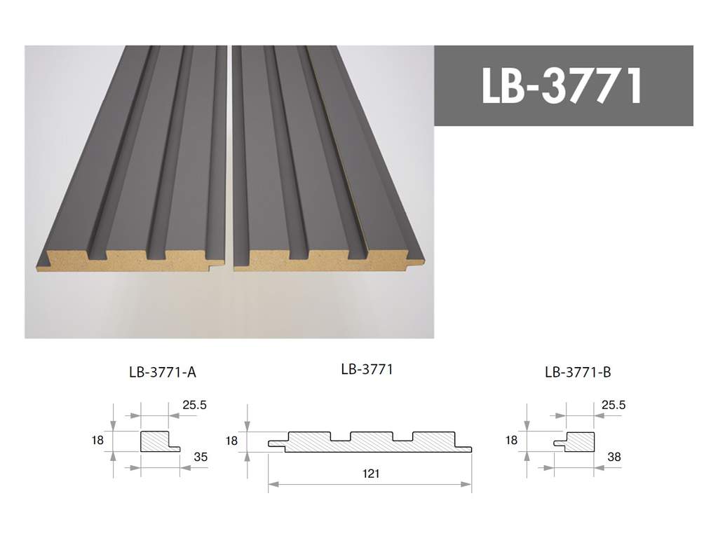 Профиль МДФ AGT LB-3771-B 18*38*2800 мм, супермат серый шторм 726 (attach2 44971)