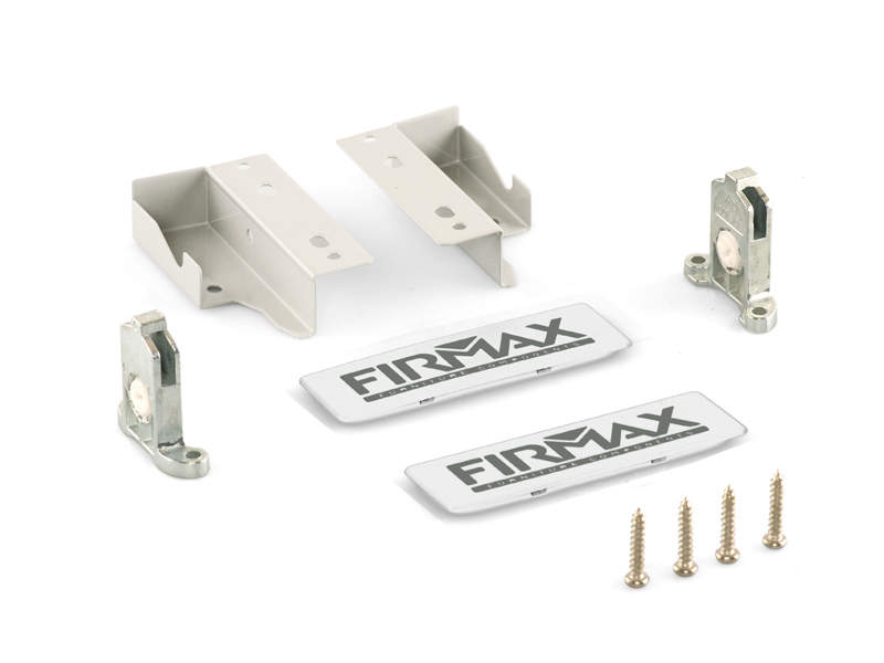 Комплект креплений 84мм (Держатели фасада, держатели задней стенки, заглушки) для ящика Firmax Newline, белый. FRM0900.07
