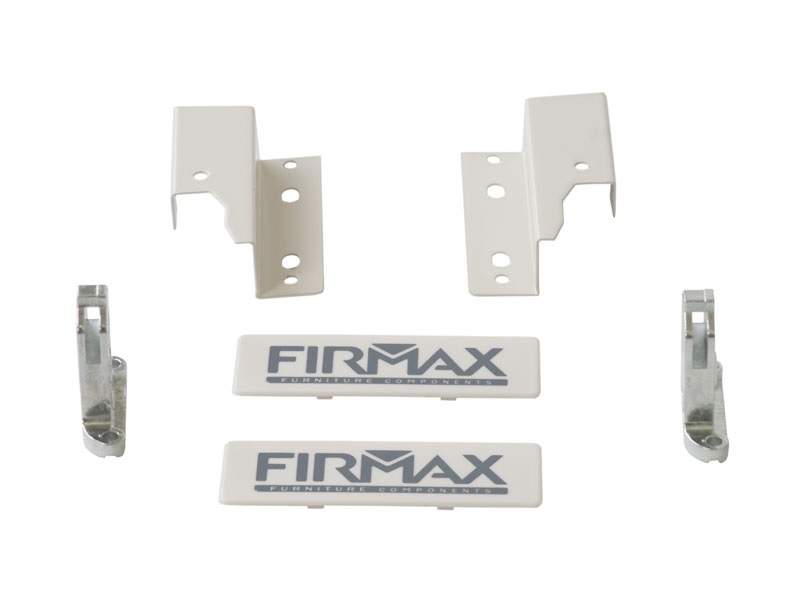Комплект креплений 84мм (Держатели фасада, держатели задней стенки, заглушки) для ящика Firmax Newline, белый. FRM0900.07 (attach2 12897)