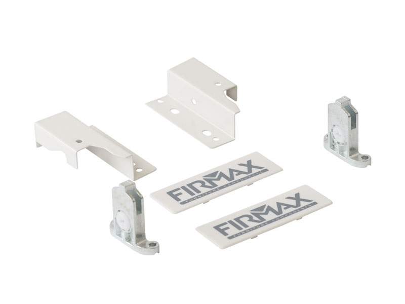 Комплект креплений 84мм (Держатели фасада, держатели задней стенки, заглушки) для ящика Firmax Newline, белый. FRM0900.07 (attach3 12897)