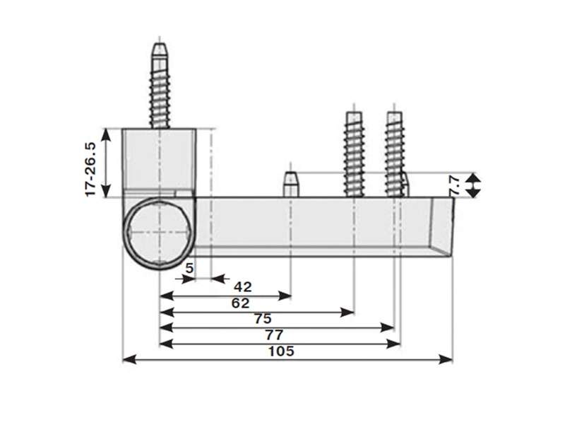 Петля дверная Maxbar 492589 Doorline HTB PS 27 17-20,5/105-42, белая. MAX641508 (attach3 18086)