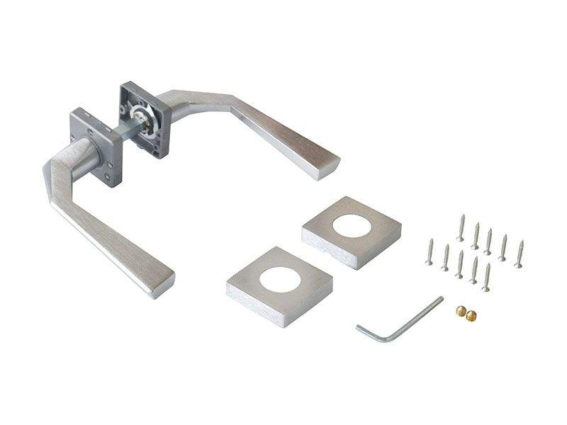 Ручка дверная, с раздельной квадратной накладкой, хром матовый. STV0007.14