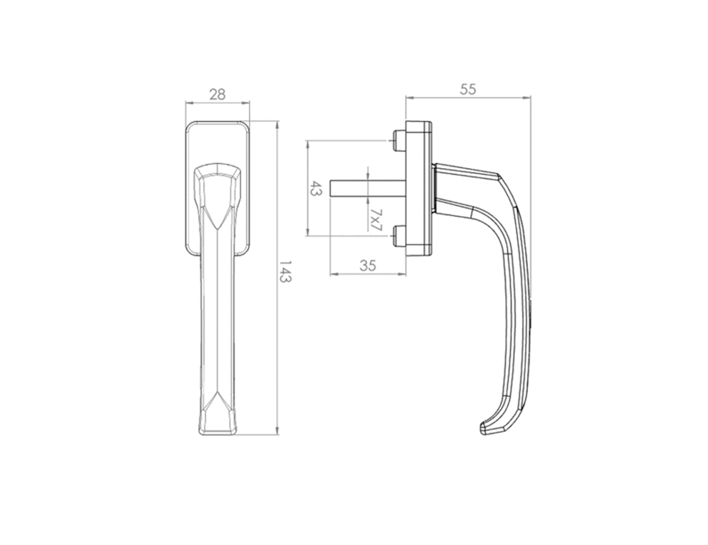 Ручка оконная Clio, 35 мм, алюминиевая, белая, 2 винта. ROS6006.07 (attach2 23778)