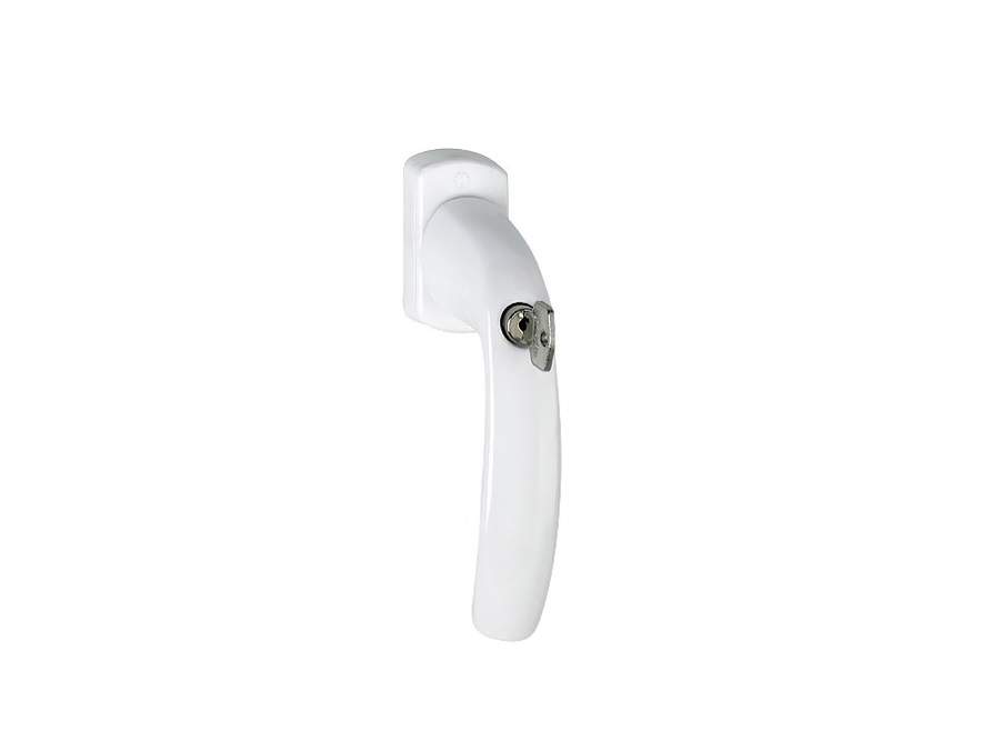 Ручка оконная с ключом-кнопкой Hoppe New York 37 мм, белая, 2 винта. HOP4004.07
