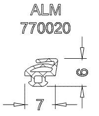 Уплотнитель притвора двери, ЭПДМ (400м), черный. ALM770020A